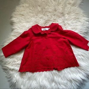 Baby Dior red button down eyelet top